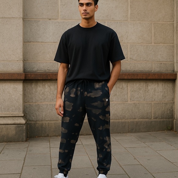 Champion Navy Blue and Tan Tie Dye Jogger Sweatpants - Picture 1 of 3